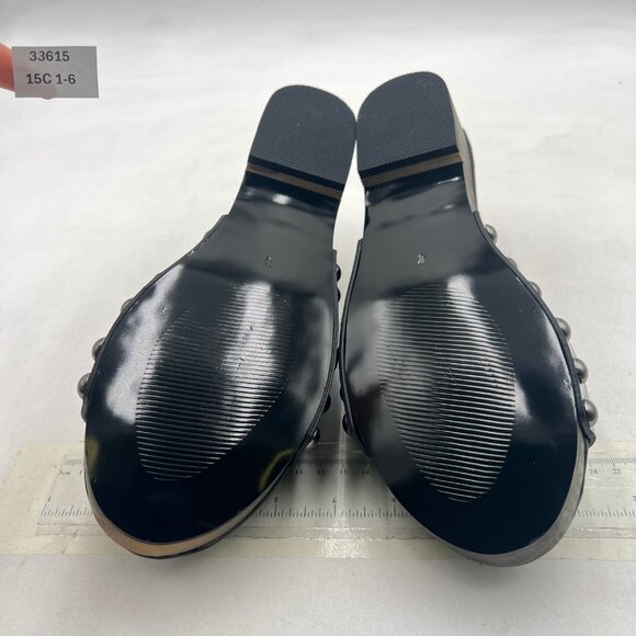 Wansseny Black Open Toe Studded Mules Slip on Flatform Low Heel Clogs Sandals - Picture 7 of 8